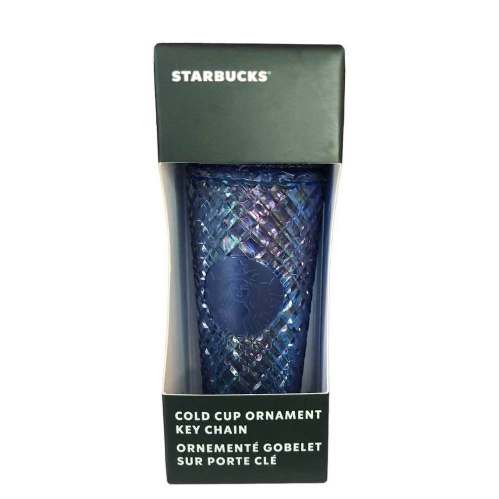 Starbucks 2022 Holiday/Christmas Azure Blue Iridescent Ornament Key Chain